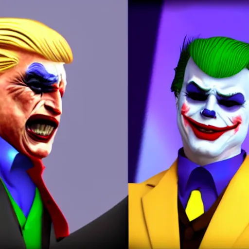 Image similar to donald trump as the joker, rendered in unreal engine
