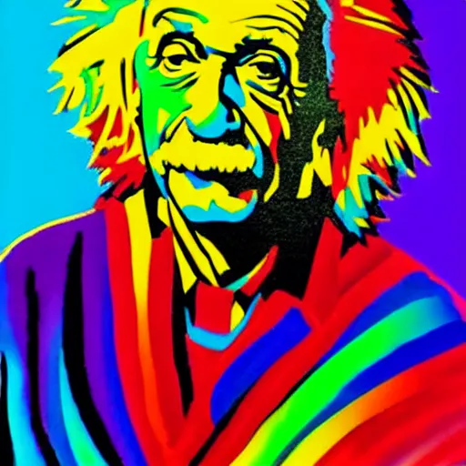 Image similar to rainbow einstein. pop art