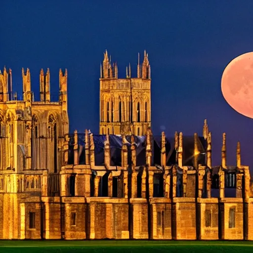 Image similar to moonrise over ely cathedral