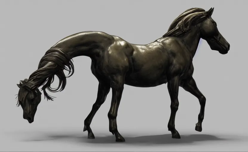 Image similar to Horse bronze statue, unreal engine, highly detailed