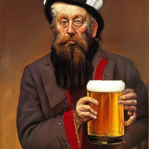 Prompt: painting of sailor hobo hyperrealism vasily vereshchagin with beer mug