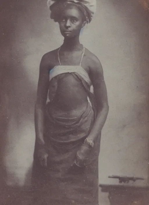 Prompt: old photo of a beautiful Abyssinian maiden