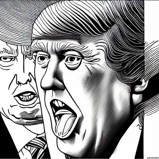 Prompt: portrait of Donald Trump by Junji Ito
