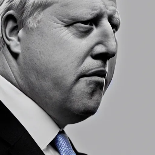 Prompt: Professionally Taken Photo of a sad and bald Boris Johnson, he is looking straight into the camera, forward angle, white background, realistic, hyperrealistic, in real life, highly detailed, very detailed, 4k resolution, 8k resolution, trending on artstation, real life, head and bodyshot