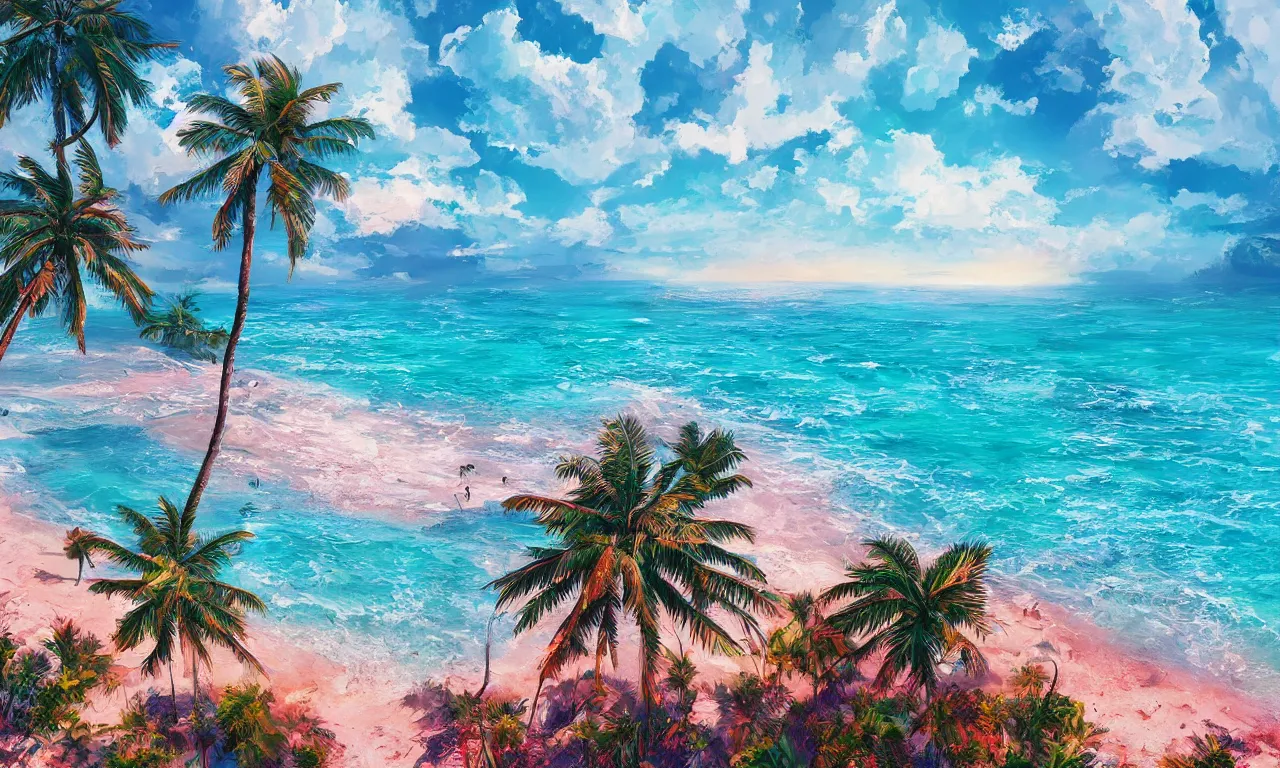 Image similar to fantasy paradise beach coast by alena aenami artworks in 4 k