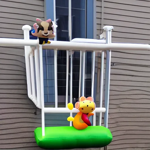 Prompt: a inflatable balcony with jumping mouse