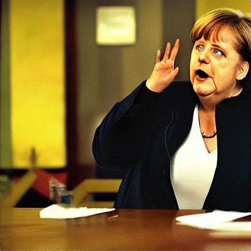 Prompt: Angela Merkel rapping in the movie 8 mile, movie still