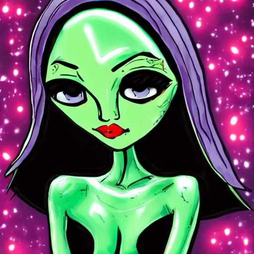 Prompt: the most beautiful alien girl dancing