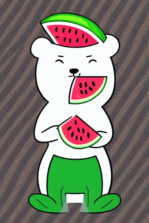 Image similar to Bear eating a watermelon, sticker, colorful, illustration, highly detailed, simple, smooth and clean vector curves, no jagged lines, vector art, smooth