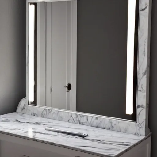 Image similar to sleek vanity mirror in a cool marble room