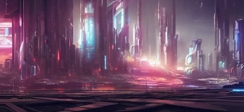 Prompt: beautiful masterpiece painting of a futuristic city in space, cyberpunk, by juan ortiz 8k,