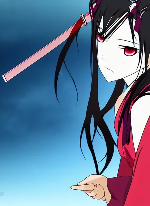 KREA - anime beautiful samurai girl with blindfold, anime, samurai