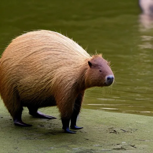 Prompt: capybara drinking mate with argentine flag