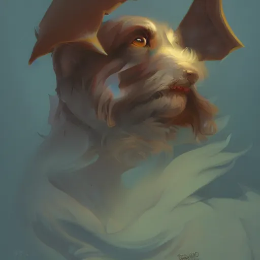 Prompt: dog, digital art by peter mohrbacher, artstation contest winner, pastel palette