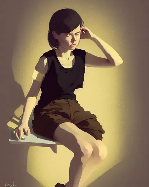 Image similar to cottagecore hyper - realistic portrait of a woman in black sleeveless t - shirt, flowers, by atey ghailan, by greg rutkowski, by greg tocchini, by james gilleard, by joe fenton, by kaethe butcher, dynamic lighting, gradient light yellow, brown, blonde cream and white color scheme, grunge aesthetic