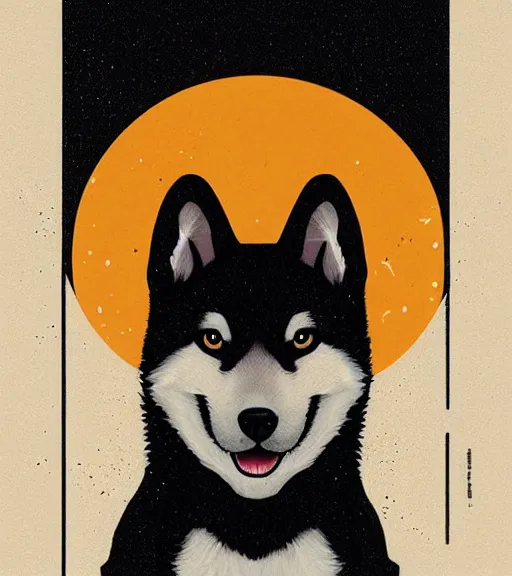 Image similar to black shiba by sachin teng, okami, hasui kawase