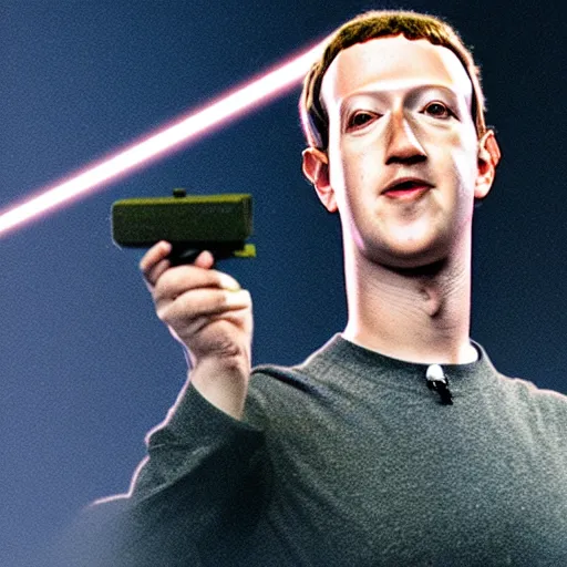 Prompt: mark zuckerberg shooting lasers out of his eyes
