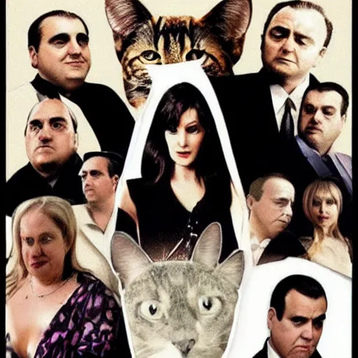 Prompt: the sopranos with cats