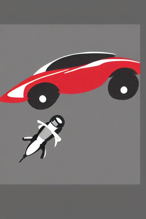 Prompt: basic digital drawing in photoshop of simple astronaut driving a fly car