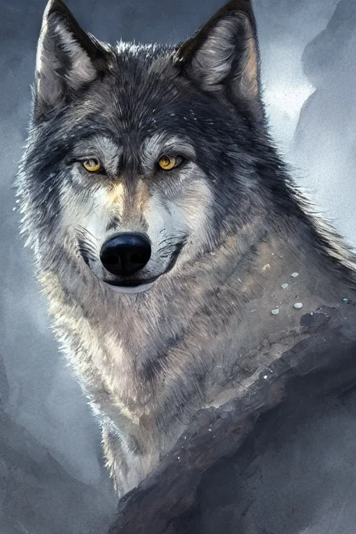 Prompt: portrait of a gray wolf, water color, D&D, fantasy, highly detailed, digital painting, artstation, concept art, matte, sharp focus, illustration, art by Ivan Gantschev and Greg Rutkowski