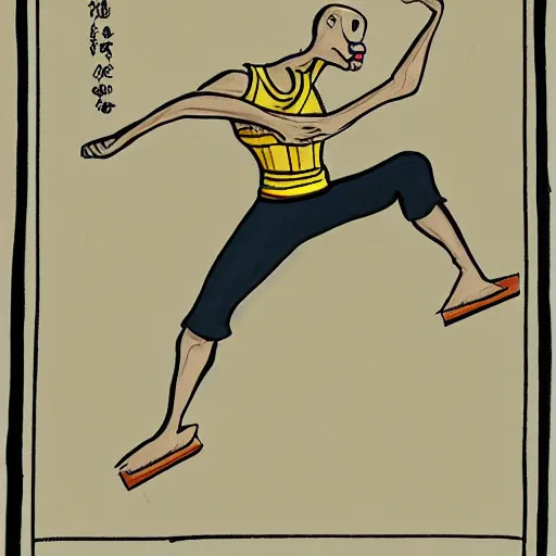 Image similar to cartoon of shaolin cat making exercise