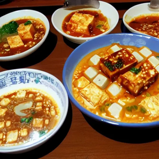 Prompt: mapo tofu cartoon, anime food, studio ghibli food!!!!!