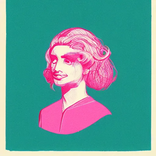 Image similar to a risograph of a beautiful woman