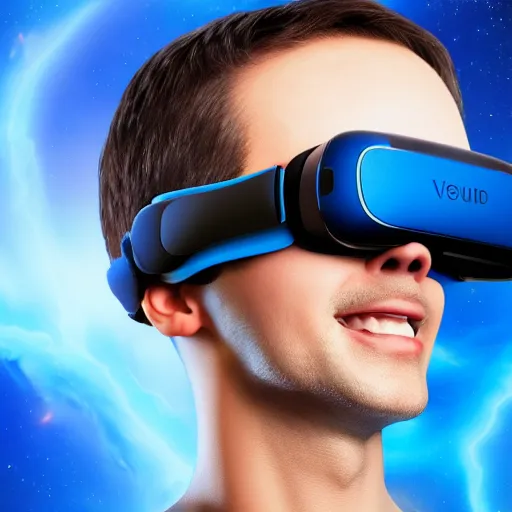 Prompt: a VR headset in a blue nebula