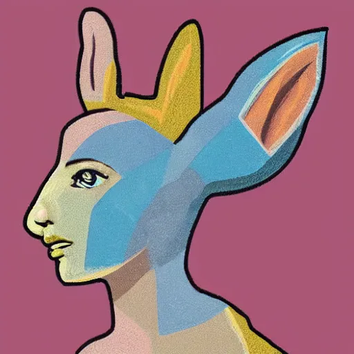 half human half rabbit drawing