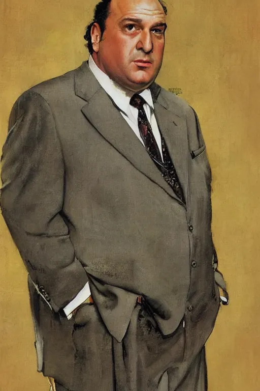 Prompt: tony soprano from the sopranos painted by norman rockwell