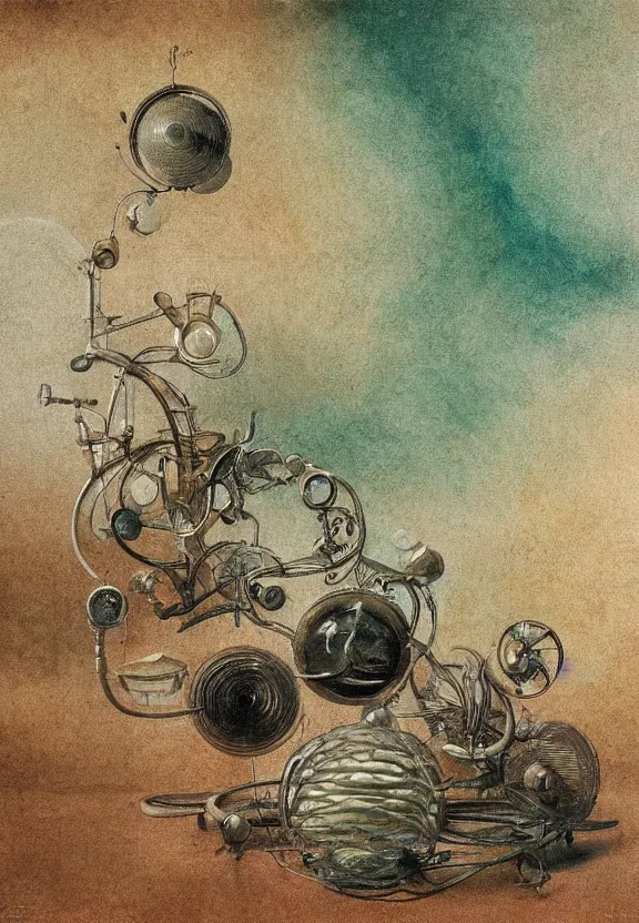 Image similar to earth tone and pastel medical equipment, rippling, minimalist environment, by haeckel, ernst, hr giger, thomas moran, pop art, in the style of bill sienkiewicz