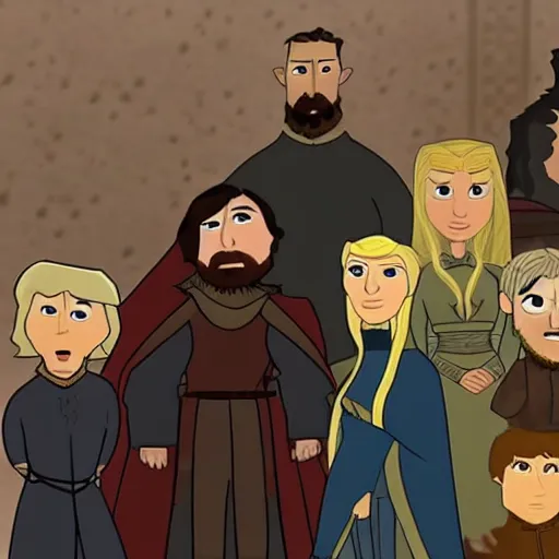 Prompt: the TV show Game of Thrones but animated by Pixar