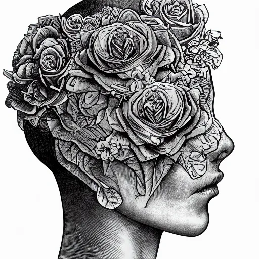 Prompt: the anatomy of a head of lettuce with roses that resembles a beautiful woman, an ultrafine detailed painting by james jean, intricate linework, bright colors, final fantasy, behance contest winner, vanitas, angular, altermodern, unreal engine