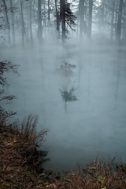 Prompt: brocken spectre, lost in the lake, magic portal