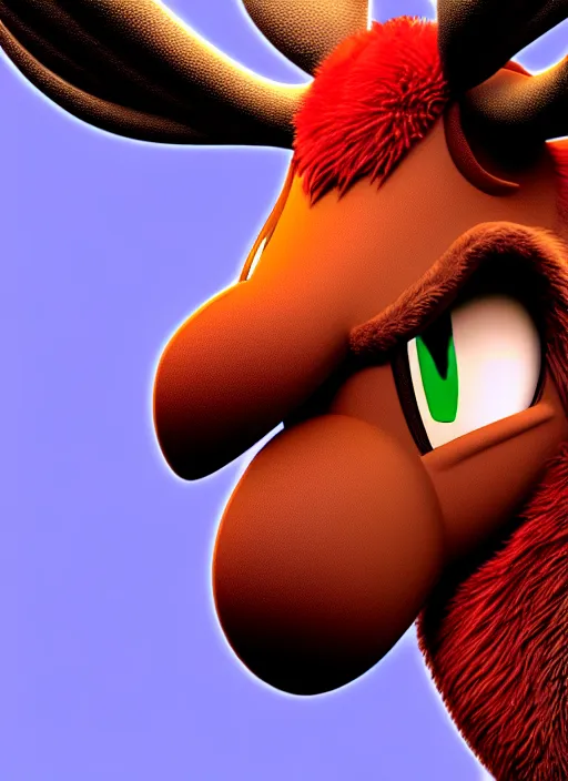 Prompt: highly detailed closeup of a moose character, from sonic the hedgehog, sonic video game series, character concept art