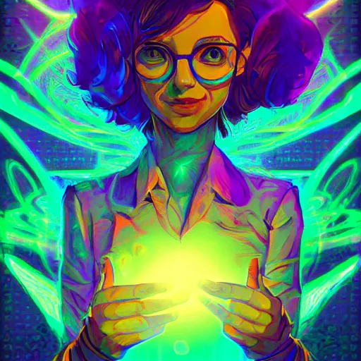 Image similar to skill magic geek inside matrix deepdream radiating a glowing aura stuff loot legends stylized digital illustration video game icon artstation lois van baarle, ilya kuvshinov, rossdraws,