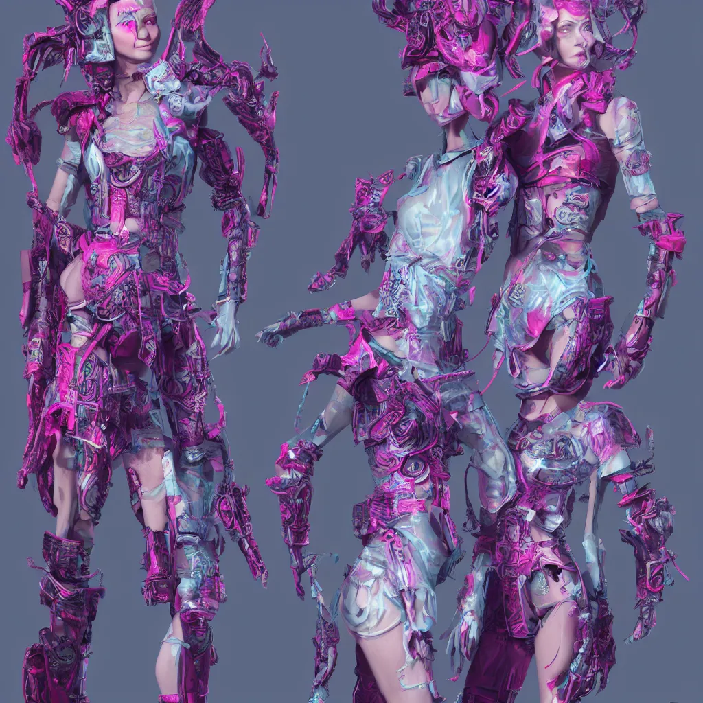 Image similar to fractal fantasy future fashion show designed by Hamcus and Demobaza, matte bright highly detailed, epic, 3D render, digital art, artstation, 8K artistic photography, photo-realistic, by Jenny Seville, WLOP