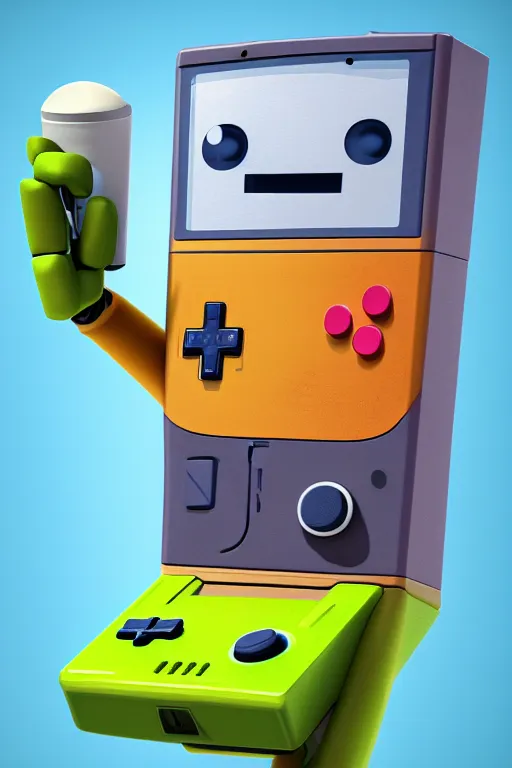 Image similar to A realistic image of an anthropomorphic gameboy, BMO adventure time, accurate, unreal engine, 4k