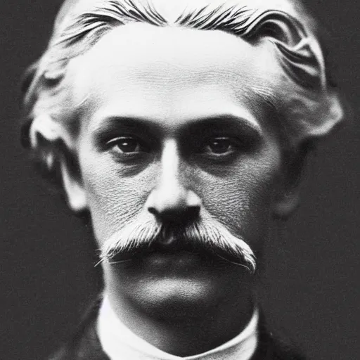 Image similar to victorian photograph of unshaved geert wilders, 1 8 9 0 s photography, 1 9 0 0, realistic face, symmetrical face, studio photograph, grainy, edwardian, old photo