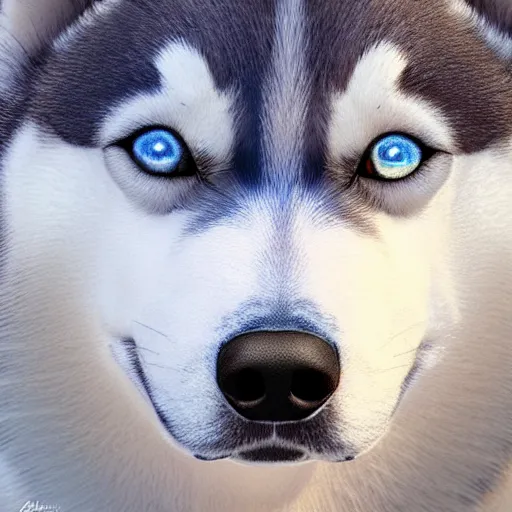 Prompt: a small husky with blue eyes, 8k, photorealistic, intricate detail, golden hour, portrait