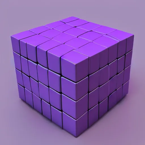 Image similar to 3 d cube render in a vast purple ocean