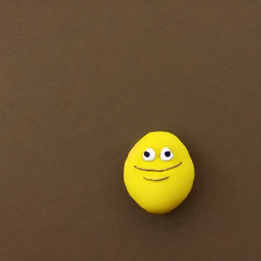 Image similar to a lemon character, made of clay, claymation