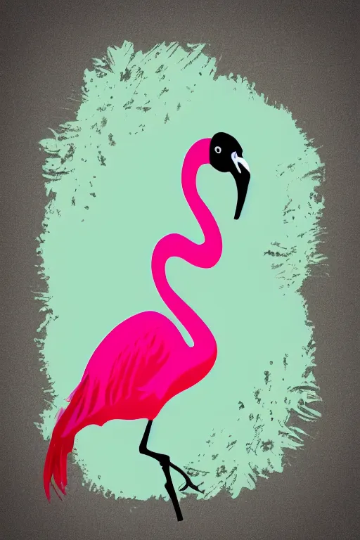 Prompt: Vector based poster of a gangster flamingo in the style of die cut sticker, color, high resolution, vector art