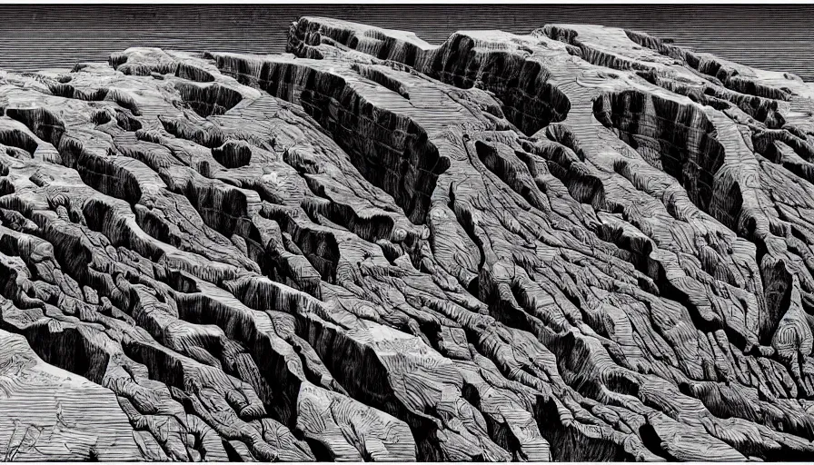 Prompt: petrified forest national park arizona in the style of bernie wrightson gray's anatomy medical illustration aesthetic horror