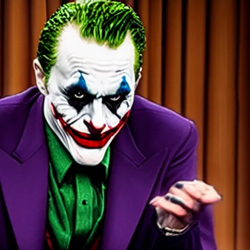 Image similar to the joker on the tonight show