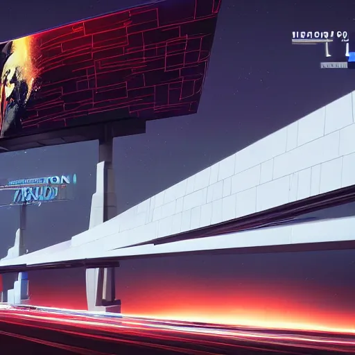 Image similar to sci-fi race : near wall structure on : the coronation of napoleon painting : and digital billboard in the middle, in style of zaha hadid, suprematism composition, unreal engine 5, keyshot, octane, artstation trending, in lighting of blade runner 2049, ultra high detail, ultra photo realistic, 8k, 16k, in plastic, dark, tilt shift,