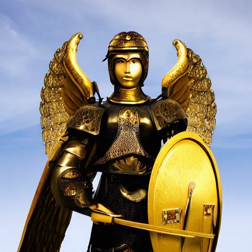 Image similar to photo of an angel warrior with crystal armour