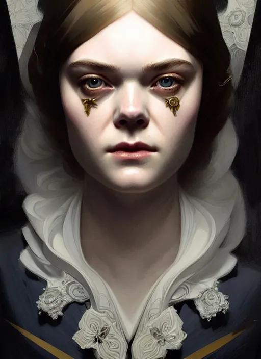 Prompt: symmetry!! portrait of elle fanning in dishonored, horror, fashion, dark!! intricate, elegant, highly detailed, digital painting, artstation, concept art, smooth, sharp focus, illustration, art by artgerm and greg rutkowski and alphonse mucha