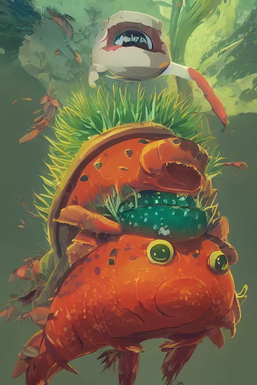 Image similar to 3 d render creature animal sushi cristal very big eye roots cactus elemental flush of force nature micro world fluo fishscale, comics gta 5 cover, official fanart behance hd artstation by jesper ejsing, by rhads, makoto shinkai and lois van baarle, ilya kuvshinov, ossdraws