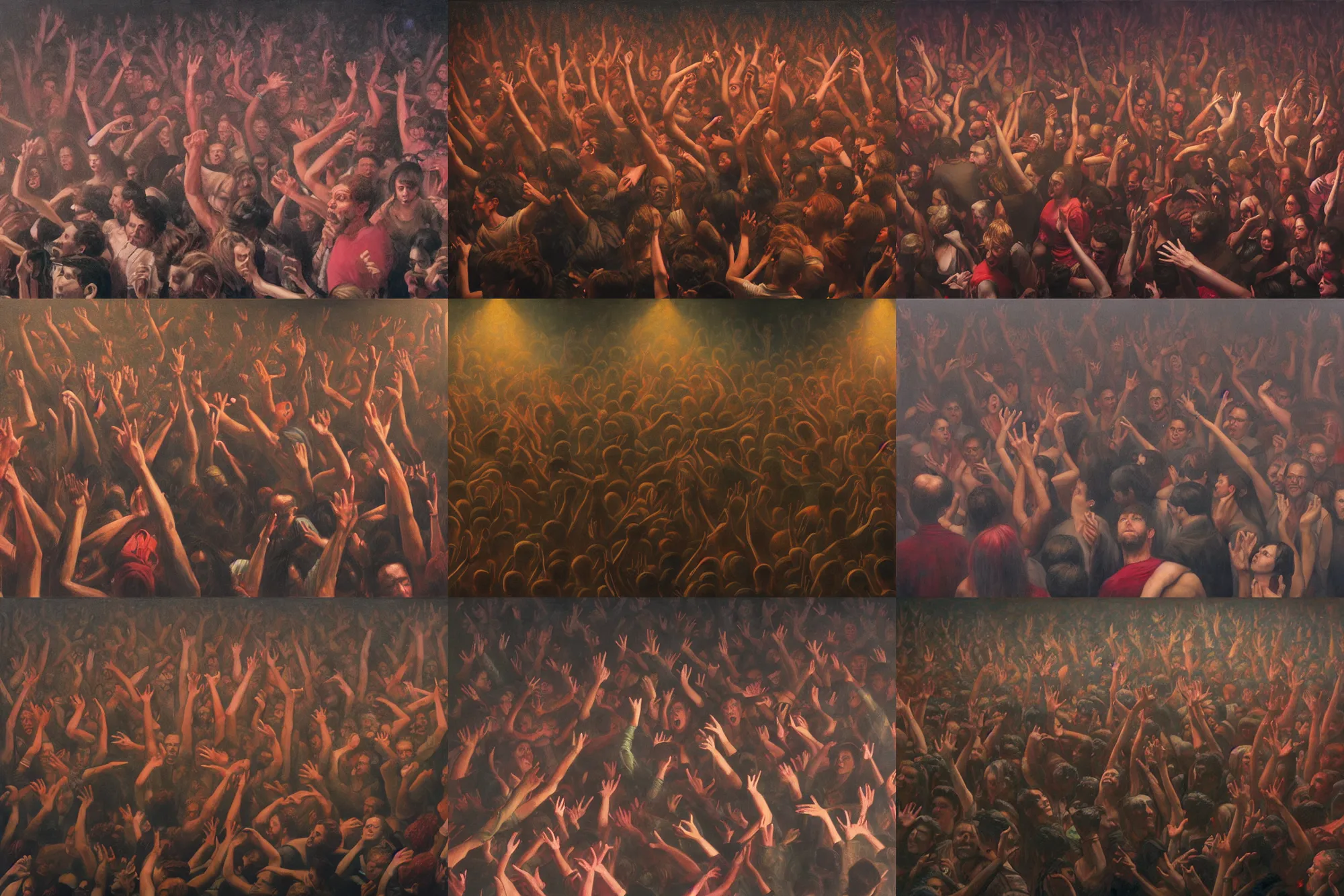 Prompt: art by dan witz depicting a crowd dancing in a nightclub